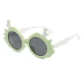 Stylish light green dragon horn sunglasses for kids with white temples and dark lens - Green Frame Black Grey Lens (EQ4908)