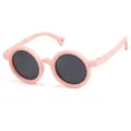 Pink round kids sunglasses with polarized lenses and soft silicone frame for UV protection - Pink