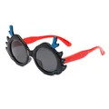 Cute cartoon dragon horn children sunglasses with black frames and vibrant red temples - Black Frame Black Grey Lens (EQ4908)
