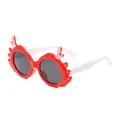 Cute red cartoon dragon horn children sunglasses for fashion play and UV protection - Red Frame Black Grey Lens (EQ4908)