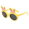 Yellow children's polarized sunglasses with cute rabbit ears and pink bow detail. - Rabbit Ears Bow Style (23010) / Yellow Frame Grey Lens