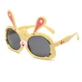 Cute yellow cartoon rabbit sunglasses for kids made of soft TPEE material - Rabbit Style (EQ4903) / Yellow Frame Grey Lens