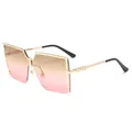 Lunettes de soleil carrées oversize avec monture dorée et verres dégradés roses pour femme. - Monture Dorée Verre Dégradé Thé Rose