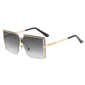 Stylish oversized gold metal semi-rimless kids sunglasses featuring grey gradient lenses - C1 Gold Frame Gradient Gray
