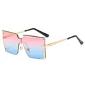Kids oversized gold metal sunglasses with pink to blue gradient lenses - C2 Gold Frame Pink Blue Lens