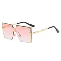 Fashionable kids oversized semi-rimless sunglasses with pink gradient lenses and gold metal frame - C5 Gold Frame Gradient Pink Lens