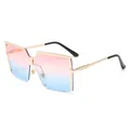 Lunettes de soleil carrées oversize avec verres dégradés rose-bleu - Monture Dorée Verres Rose Bleu
