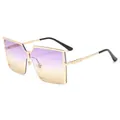 Lunettes de soleil carrées surdimensionnées pour femmes à verres dégradés violets - Monture Or Verres Violet Thé