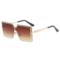 Fashionable children's oversized semi-rimless sunglasses with gold metal frame and gradient lenses - C7 Gold Frame Gradient Tea