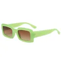 Ρετρό τετράγωνα γυαλιά ηλίου lime green jelly με καφέ ντεγκραντέ φακούς για άνδρες και γυναίκες - Πράσινος Σκελετός Καφέ Ντεγκραντέ
