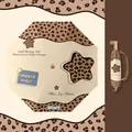 Elegante paraguas plegable con estampado de leopardo y protección UV para mujer - Estrella de estampado de leopardo