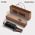 Automatic reverse umbrella in obsidian black with premium wood-texture handle - Safety Anti-rebound - Gift Box / Obsidian Black