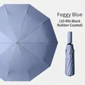 Reinforced 10-rib automatic folding umbrella in foggy blue for sun and rain protection - Upgraded Enlarged 10-Rib Automatic Style (Vinyl) / Smoky Blue