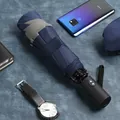 Professional navy blue automatic foldable umbrella with reinforced windproof frame - Fully automatic-8 bones [navy blue] / One-Click Retractable