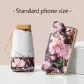 Compact floral sun umbrella with matching clutch style storage case for UV protection - 6-Fold Umbrella / Light Gray (Glazed Dragonfly Dream)