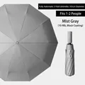 Reinforced 10-rib automatic mist gray umbrella with 105cm canopy for sun and rain - Upgraded Enlarged 10-Rib Automatic Style (Vinyl) / Gray