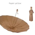 Durable 16-rib windproof folding sunshade umbrella in stylish Paper Yellow color - 16 Ribs Foldable Umbrella / Mocha Brown