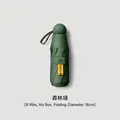 Forest green compact mini sun umbrella with UPF50+ protection and 8-rib structure - Macaron 5-Fold Umbrella Series / 8 Ribs No Case / Dark Green