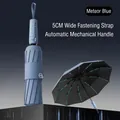 Automatische opvouwbare paraplu met UPF50+ UV-bescherming en mechanisch handvat meteoorblauw - Automatische Mechanische Stijl / 10 Ribben Versterkt / Meteoor Blauw