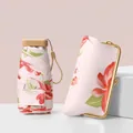 Mini floral portable sun umbrella with matching floral clutch bag storage pouch - 6-Fold Umbrella / Off-White (Floating Black Tea)