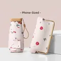 Portable mini UV-protection sun umbrella with cute cherry print in cream white - 6-Fold Umbrella / Off-White (Willow Cherry)