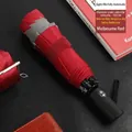 Large automatic reverse folding umbrella in Melbourne red with reflective strip - 8-Rib Fully Automatic Reverse / Burgundy