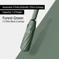 Automatic 12-rib sun and rain umbrella in forest green with a 105cm diameter canopy - Upgraded Enlarged 12-Rib Automatic Style (Vinyl) / Forest Green
