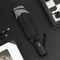 Large black automatic folding umbrella with grey trim for rain and wind protection - Automatic One-Click Rebound / Black (8-Ribs)