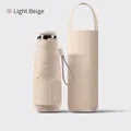 Compact beige five-fold portable UV protection sunshade umbrella with matching carry case - Five-Fold 6-Rib Mini Umbrella / Sycamore Beige
