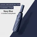 Navy blue automatic 3-fold umbrella with 12 ribs and 105cm open diameter - Upgraded Enlarged 12-Rib Automatic Style (Vinyl) / Navy Blue