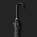 Elegant black long-handled automatic umbrella with premium curved leather-wrapped handle - 16 Ribs 105CM (Leather Curved Handle) / Sandstone Black
