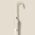 Premium beige long-handle umbrella featuring an elegant leather-wrapped J-shaped handle - 16 Ribs 105CM (Leather Curved Handle) / Sycamore Beige