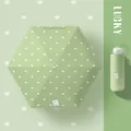 Mint green five-fold capsule umbrella with white heart pattern for sun and rain. - Matcha mousse] green love] 50% off lightweight series-6 bones