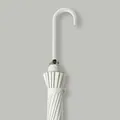 Elegant white long-handle automatic umbrella featuring a minimalist leather-wrapped J-handle. - 16 Ribs 105CM (Leather Curved Handle) / White