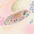 Vintage sun umbrella with floral patterns and 16 ribs for UV protection and rain. - 16 Ribs Manual Folding Style / Colorful Letter - Jade Yellow
