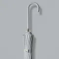 Minimalist grey long-handle umbrella with curved leather handle and gold button - Curved Handle Long Umbrella / 16 Ribs / Mist Grey