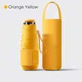 Mini compact five-fold sun protection umbrella in bright orange-yellow with capsule case. - Five-Fold 6-Rib Mini Umbrella / Fresh Orange Yellow