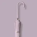 Elegant lavender long-handle umbrella with stylish curved leather-wrapped handle - Curved Handle Long Umbrella / 16 Ribs / Taro Purple