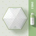 Lightweight 5-fold sun umbrella with green polka dot pattern and smile logo design - Matcha Mousse White Dots / With Capsule Storage Box / Off White
