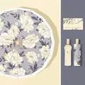 Elegant Guofeng 16-rib umbrella with white peony floral print on gray-blue background - 16 Ribs Manual Folding Style / White Wei - Jade Yellow