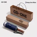 Navy blue automatic reverse umbrella with wooden handle and premium gift packaging. - Safety Anti-rebound - Gift Box / Deep Sea Blue