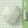 Compact ultralight 5-fold sun umbrella featuring a stylish green and white checkered pattern - Matcha mousse】plaid】 50% off lightweight series-6 bones