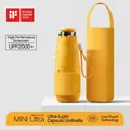 Compact yellow 5-fold capsule umbrella with UV protection and carrying case - Fresh Orange Yellow