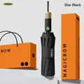 Star black automatic windproof umbrella with orange gift packaging, UPF50+ protection. - 12-bone upgraded version [72 windproof bones + widened umbrella straps] starry sky black / Safety and anti-rebound, steadily gaining ground