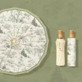 Vintage 16-rib sun and rain umbrella with forest sketch design and bamboo handle - 16 Ribs Manual Folding Style / Twilight Forest - Jade Yellow