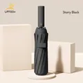 Professional automatic 72-rib windproof umbrella in Starry Black with UPF 50+ UV protection - 12-Rib Anti-Rebound Reinforced Version / 1 Piece / Starry Black