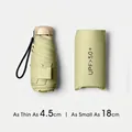 Compact pale green mini sun umbrella with UPF 50+ protection, ultra-thin 18cm travel size. - 18cm 5-Fold Style / Thickened Black Glue / Matcha Green