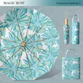 Elegant 24-rib double-layer sunscreen umbrella featuring blue floral pattern and carry bag - 24 Ribs 3-Fold Umbrella (With Handbag) / 105cm Diameter / Starry Blue (Sky Blue)