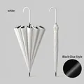 Minimalist off-white long-handle automatic umbrella with high-density black UV coating - Black Glue Sun Rain Coating / 16 Ribs / Milk White