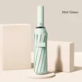 Premium automatic 72-rib UV protection sun and rain umbrella in mint green variant - Mint Green (24 Ribs 105cm)